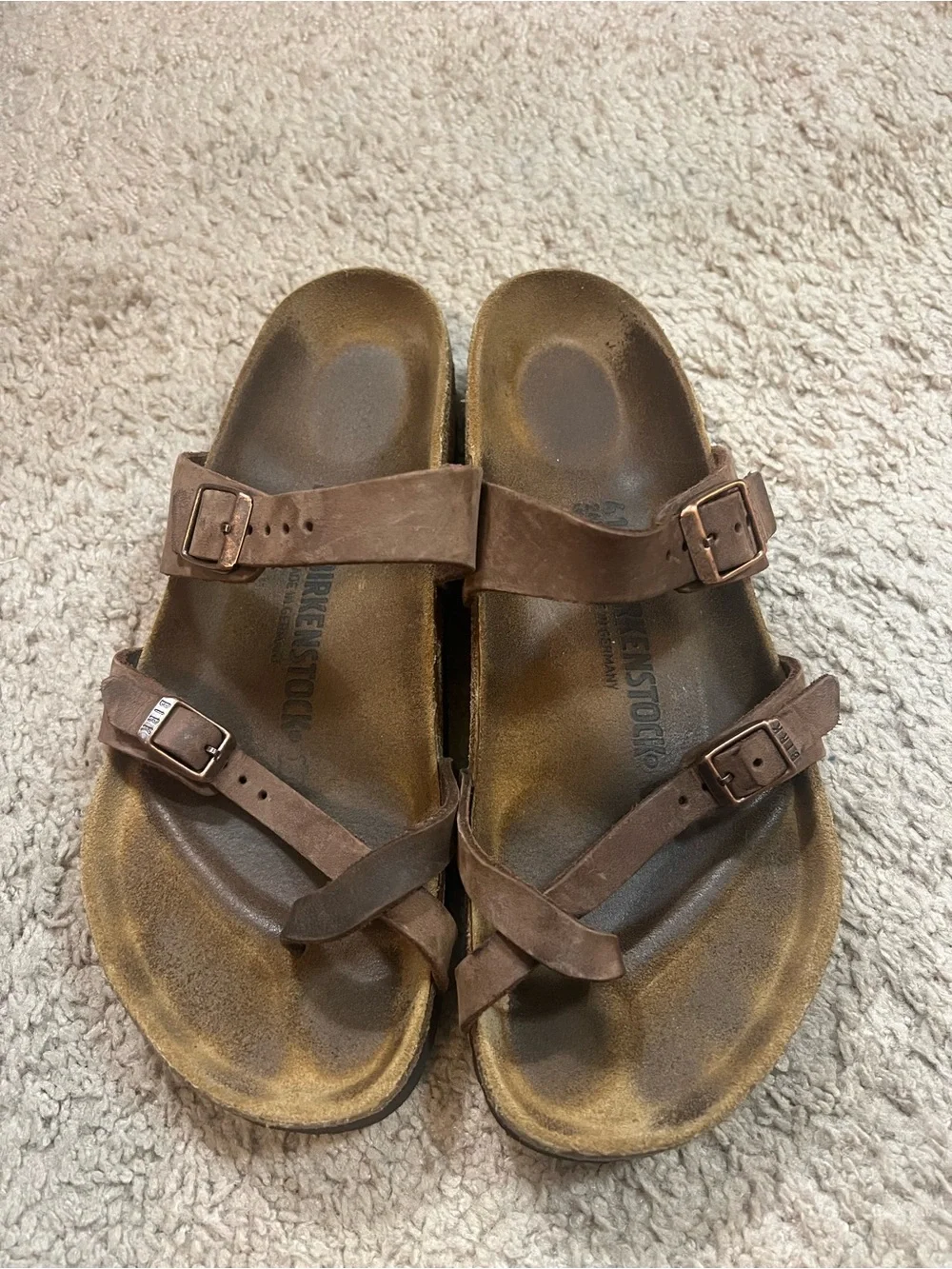 Birkenstock Brown Kids Two-Strap Buckle Sandals